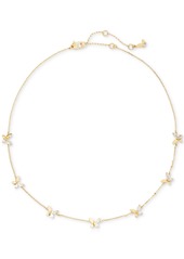 "Kate Spade New York Gold-Tone Crystal Social Butterfly Station Necklace, 17"" + 3"" extender - Clear/Gold"