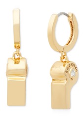 Kate Spade New York Gold-Tone Crystal Spade Whistle Charm Hoop Earrings - Clear/gold