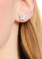 Kate Spade New York Gold-Tone Cubic Zirconia & Colored Butterfly Mini Stud Earrings - Pink.