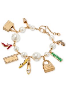 Kate Spade New York Gold-Tone Cubic Zirconia & Imitation Pearl Charm Bracelet - Multi