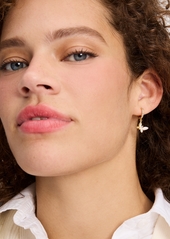 Kate Spade New York Gold-Tone Cubic Zirconia & Mother-of-Pearl Butterfly Charm Huggie Hoop Earrings - White Multi
