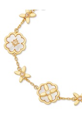 Kate Spade New York Gold-Tone Cubic Zirconia & Mother-of-Pearl Flower Flex Bracelet - Cream/gold