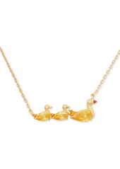 "kate spade new york Gold-Tone Cubic Zirconia Ducks In A Row Pendant Necklace, 16"" + 3"" extender - Yellow Gold"