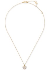 "Kate Spade New York Cubic Zirconia Heart Halo Pendant Necklace, 16"" + 3"" extender - Clear/gold."