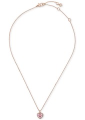 "Kate Spade New York Cubic Zirconia Heart Halo Pendant Necklace, 16"" + 3"" extender - Clear/gold."