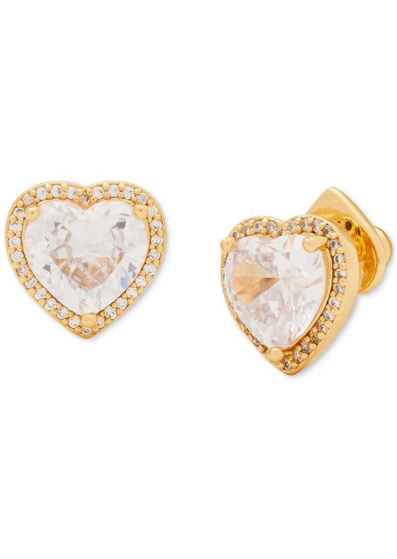 Kate Spade New York Cubic Zirconia Heart Halo Stud Earrings - Clear/gold.