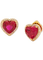 Kate Spade New York Cubic Zirconia Heart Halo Stud Earrings - Ruby/gold