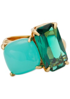 Kate Spade New York Gold-Tone Double Crystal Statement Ring - Green Mult