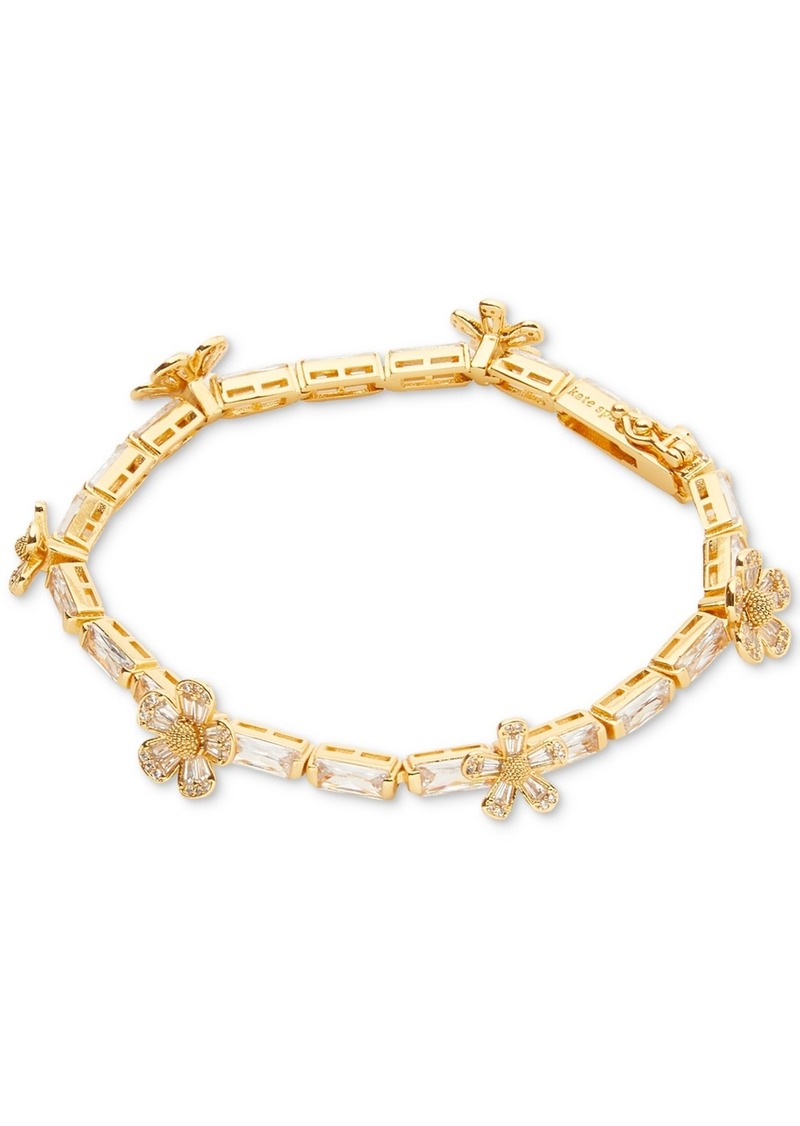 kate spade new york Gold-Tone Fleurette Tennis Bracelet - Clear/gold