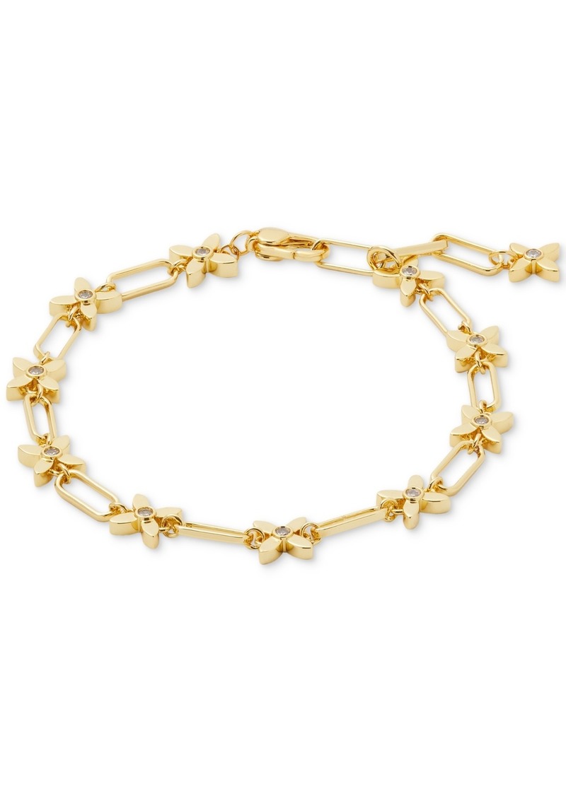 kate spade new york Gold-Tone Heritage Bloom Line Bracelet - Clear/Gold