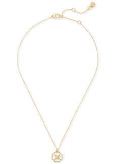 "Kate Spade New York Gold-Tone Heritage Bloom Mother-of-Pearl Pendant Necklace, 16"" + 3"" extender - Cream/gold"