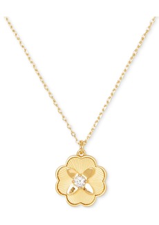 "kate spade new york Gold-Tone Heritage Bloom Pendant Necklace, 16"" + 3"" extender - Clear/Gold"