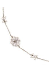 "kate spade new york Gold-Tone Heritage Bloom Scatter Necklace, 16"" + 3"" extender - Clear/silv"