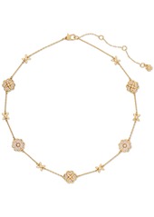 "kate spade new york Gold-Tone Heritage Bloom Scatter Necklace, 16"" + 3"" extender - Clear/silv"