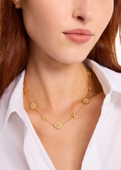 "kate spade new york Gold-Tone Heritage Bloom Scatter Necklace, 16"" + 3"" extender - Clear/silv"