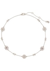 "kate spade new york Gold-Tone Heritage Bloom Scatter Necklace, 16"" + 3"" extender - Clear/silv"