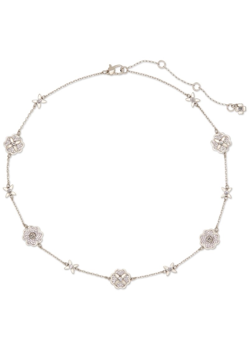 "kate spade new york Gold-Tone Heritage Bloom Scatter Necklace, 16"" + 3"" extender - Clear/silv"