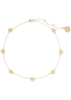 "kate spade new york Gold-Tone Heritage Bloom Station Necklace, 16"" + 3"" extender - Clear/Gold"