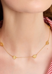 "kate spade new york Gold-Tone Heritage Bloom Station Necklace, 16"" + 3"" extender - Clear/Gold"