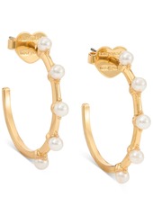 "kate spade new york Gold-Tone Hint of Shimmer Imitation Pearl Small Hoop Earrings, 1"" - Cream/gold"