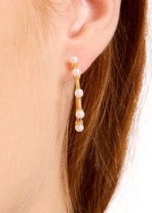 "kate spade new york Gold-Tone Hint of Shimmer Imitation Pearl Small Hoop Earrings, 1"" - Cream/gold"