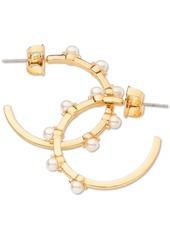 "kate spade new york Gold-Tone Hint of Shimmer Imitation Pearl Small Hoop Earrings, 1"" - Cream/gold"