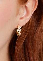 "kate spade new york Gold-Tone Love You, Mom Crystal Small Huggie Hoop Earrings, 0.5"" - Clear/gold"