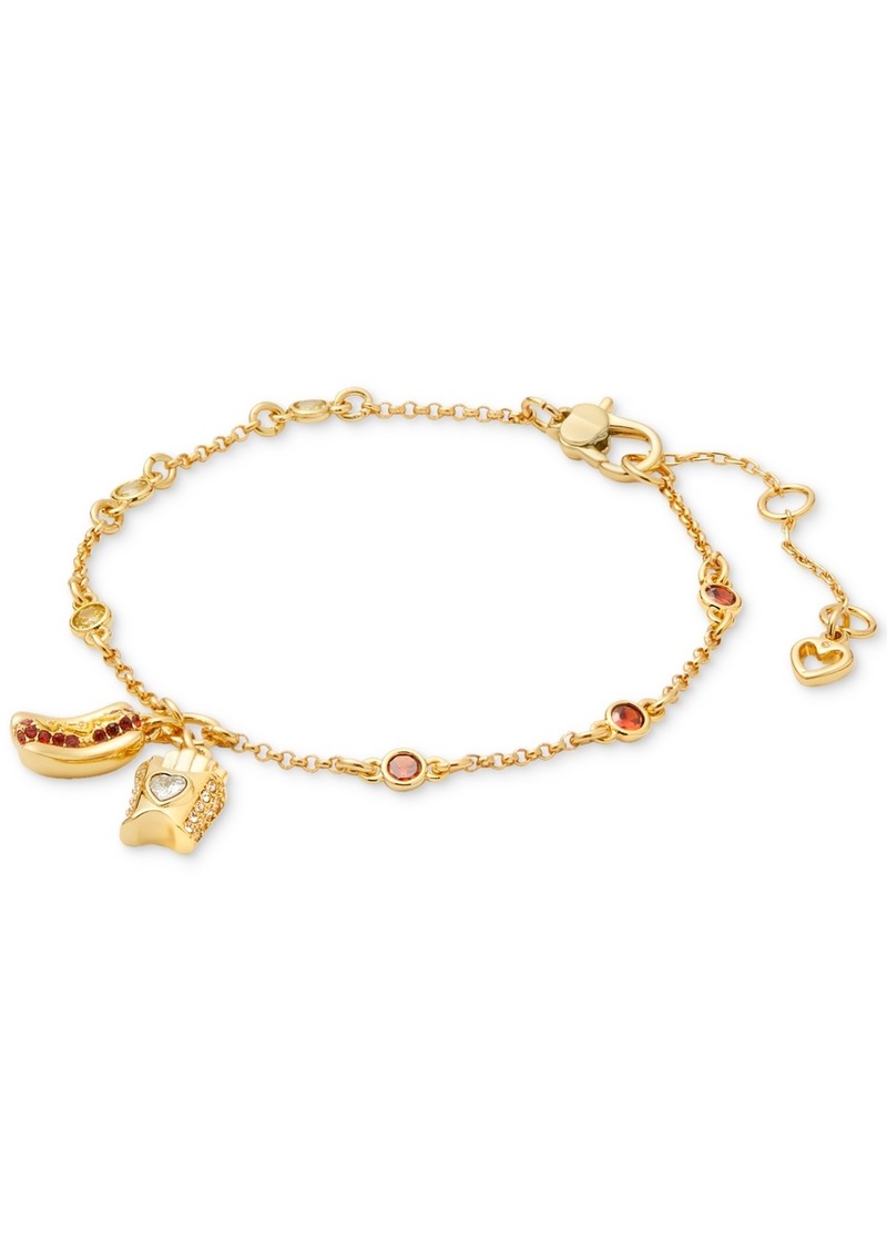 Kate Spade New York Gold-Tone Mixed Color Stone Fries & Hot Dog Link Bracelet - Red/multi