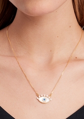 "Kate Spade New York Gold-Tone Mixed Stone Evil Eye Pendant Necklace, 16"" + 3""' extender - Cream Multi"
