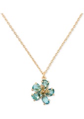 "kate spade new york Gold-Tone Paradise Flower Mini Pendant Necklace, 16"" + 3"" extender - Blue Gold."
