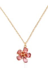 "kate spade new york Gold-Tone Paradise Flower Mini Pendant Necklace, 16"" + 3"" extender - Pink/gold"