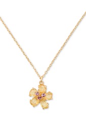 "kate spade new york Gold-Tone Paradise Flower Mini Pendant Necklace, 16"" + 3"" extender - Clear/gold"