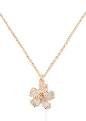 "kate spade new york Gold-Tone Paradise Flower Mini Pendant Necklace, 16"" + 3"" extender - Yellow Gol"