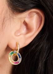 Kate Spade New York Gold-Tone Pave & Multicolor Mixed Stone Circle Charm Hoop Earrings - Multi