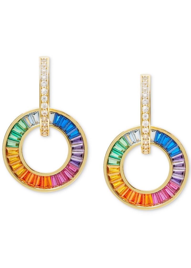 Kate Spade New York Gold-Tone Pave & Multicolor Mixed Stone Circle Charm Hoop Earrings - Multi