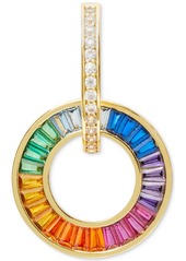 Kate Spade New York Gold-Tone Pave & Multicolor Mixed Stone Circle Charm Hoop Earrings - Multi