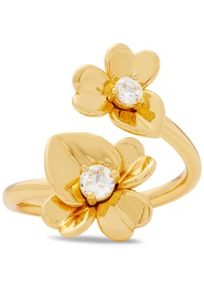 Kate Spade New York Gold-Tone Pave Flower Wrap Ring - Gold.