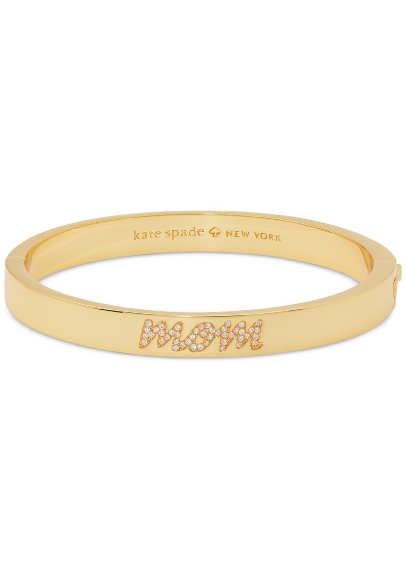 Kate Spade New York Gold-Tone Pave Mom Script Bangle Bracelet - Clear/gold