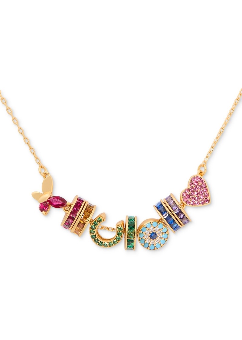 "kate spade new york Gold-Tone Rainbow Joy Charm Necklace, 16"" + 3"" extender - Multi"