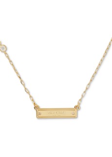 "kate spade new york Gold-Tone Sam Icon Bar Pendant Necklace, 16"" + 3"" extender - Clear/gold"