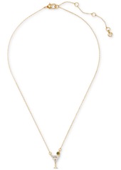 "kate spade new york Gold-Tone Shaken or Stirred Mini Pendant Necklace, 16"" + 3"" extender - Clear/Gold"