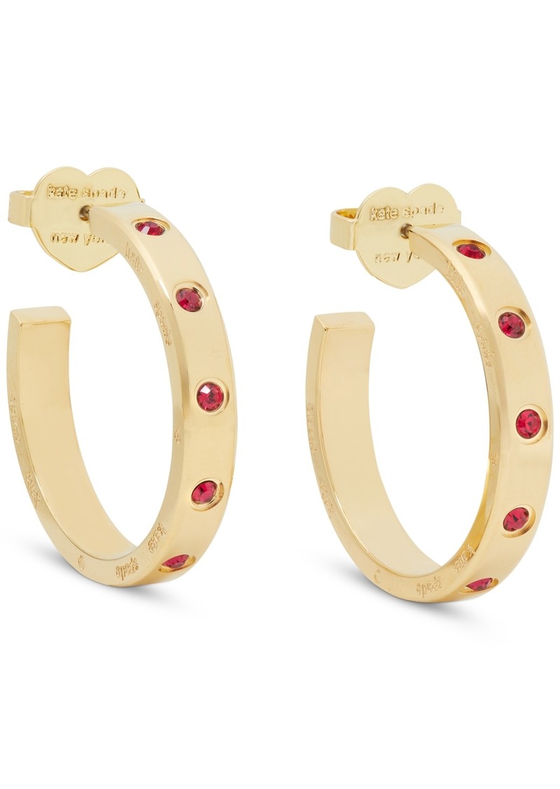 "Kate Spade New York Gold-Tone Small Color Pave Hoop Earrings, 1"" - Ruby"