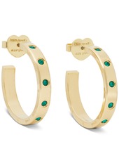 "Kate Spade New York Gold-Tone Small Color Pave Hoop Earrings, 1"" - Emerald"