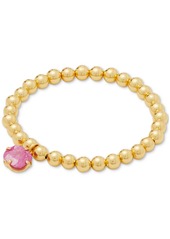 Kate Spade New York Gold-Tone Stone Charm Beaded Stretch Bracelet - Abalone/go