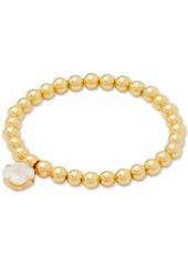 Kate Spade New York Gold-Tone Stone Charm Beaded Stretch Bracelet - Abalone/go