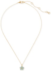 "Kate Spade New York Gold-Tone Stone Fleurette Pendant Necklace, 16"" + 3""' extender - Aqua"