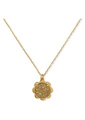 "Kate Spade New York Gold-Tone Stone Flower Pendant Necklace, 16"" + 3"" extender - Pink/gold"