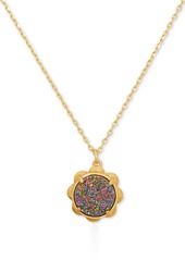 "Kate Spade New York Gold-Tone Stone Flower Pendant Necklace, 16"" + 3"" extender - Pink/gold"