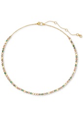"kate spade new york Gold-Tone Sweetheart Delicate Tennis Necklace, 16"" + 3"" extender - Multi"