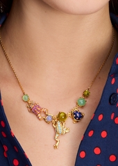 "kate spade new york Gold-Tone Take The Leap Frontal Necklace, 16"" + 3"" extender - Blue/multi"